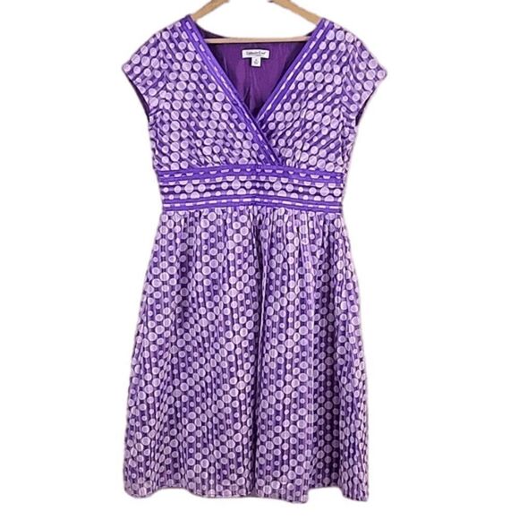 Coldwater Creek, Purple Polka Dot Dress- Size 12 - Picture 1 of 8